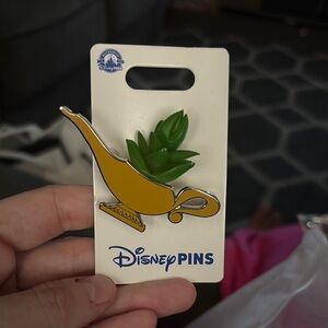 Disney Gold Lamp Pin with Green Accent